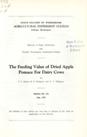 The Feeding Value of Dried Apple Pomace for Dairy Cows