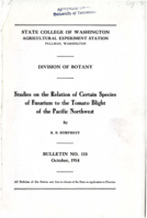 Studies on the Relation of Certain Species of Fusarium to the Tomato Blight of the Pacific Northwest