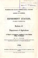 A Report on Irrigation Conditions in the Yakima Valley, Washington