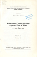 Studies on the Control and Other Aspects of Bunt of Wheat
