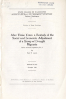 After Three Years: A Restudy of the Social and Economic Adjustment of a Group of Drought Migrants