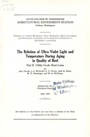The Relation of Ultra-Violet Light and Temperature During Aging to Quality of Beef: Part II Utility Grade Short Loins
