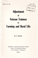 Adjustment of Veteran Trainees to Farming and Rural Life