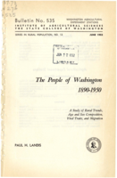 The People of Washington 1890-1950: A Study of Rural Trends, Age and Sex Composition, Vital Traits, and Migration
