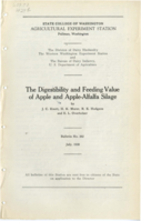 The Digestibility and Feeding Value of Apple and Apple-Alfalfa Silage