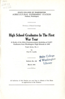 High School Graduates in the First War Year: A Study of the After-Commencement Activities of 15,277 Graduates from Washington High Schools in 1942