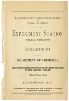 Irrigation Experiments in Sugar Beet Culture in the Yakima Valley