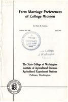 Farm Marriage Preferences of College Women