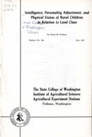 Intelligence, Personality Adjustment, and Physical Status of Rural Children in Relation to Land Class
