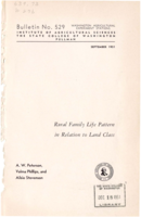 Rural Family Life Pattern in Relation to Land Class