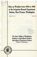 Data on Weather from 1924 to 1945 at the Irrigation Branch Experiment Station, Near Prosser, Washington