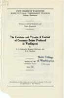 The Carotene and Vitamin A Content of Creamery Butter Produced in Washington