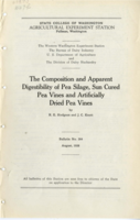 The Composition and Apparent Digestibility of Pea Silage, Sun Cured Pea Vines, and Artificially Dried Pea Vines.