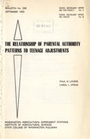 The Relationship of Parental Authority Patterns to Teenage Adjustments