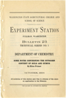 Technical Series No. 1: Some Notes Concerning the Nitrogen Content of Soils and Humus
