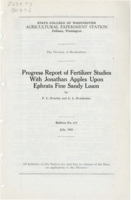 Progress Report of Fertilizer Studies With Jonathan Apples Upon Ephrata Fine Sandy Loam