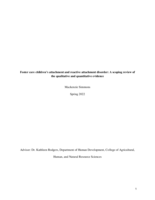 Foster care children's attachment and reactive attachment disorder: A scoping review of the qualitative and quantitative evidence