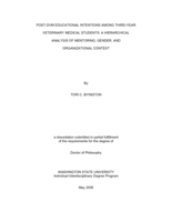 Post-DVM educational intentions among third-year veterinary medical students: A hierarchical analysis of mentoring, gender, and organizational context