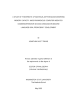 A study of the effects of individual differences in working memory capacity and synchronous computer mediated communication in a second language on second language oral proficiency development