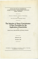 The Injection of Spray Concentrates -- A New Procedure for the Application of Insecticides