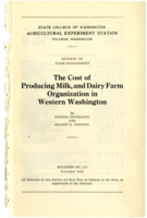 The Cost of Producing Milk, and Dairy Farm Organization in Western Washington