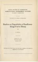 Studies on Digestibility of Sunflower Silage Fed to Sheep