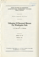 Utilization of Barnyard Manure For Washington Soils