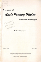 A Re-Study of Apple Powdery Mildew in Eastern Washington
