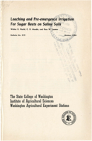 Leaching and Pre-emergence Irrigation For Sugar Beets on Saline Soils