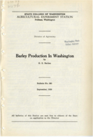 Barley Production In Washington