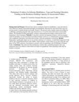 Preliminary Evidence for Infusing Mindfulness, Yoga and Parenting Education Training on the Resilience-building Capacity for Incarcerated Fathers
