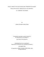 Whole-canopy photosynthesis and transpiration under regulated deficit irrigation in Vitis vinifera L. cv. Cabernet Sauvignon