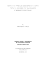 Factor analysis of the Millon Adolescent Clinical Inventory: Testing the goodness-of-fit of Millon's measure of adolescent psychopathology