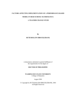 Factors affecting implementation of a performance-based model in high school mathematics: A teacher change study