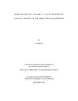 Modeling water availability and its response to climatic change for the Spokane River Watershed