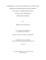 EXPERIMENTAL AND TECHNO-ECONOMIC EVALUATION OF THE HYDROGENATION/DEHYDROGENATION OF DIBENZYL TOULUENE IN A MEMBRANE REACTOR TO FACILATAE THE TRANSPORT OF RENEWABLE HYDROGEN