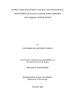 Floral lures for attract and kill and for seasonal monitoring of alfalfa looper, corn earworm and cabbage looper moths