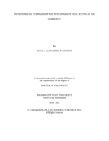 ENVIRONMENTAL STEWARDSHIP AND SUSTAINABILITY GOAL SETTING IN THE COMMUNITY