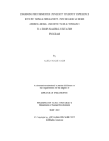 Examining first semester university students’ experience with pet separation anxiety, psychological mood and wellbeing, and effects of attendance to a drop-in animal visitation program