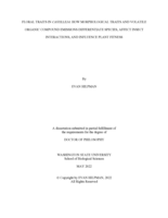 FLORAL TRAITS IN&nbsp;CASTILLEJA: HOW MORPHOLOGICAL TRAITS AND VOLATILE ORGANIC COMPOUND EMISSIONS DIFFERENTIATE SPECIES, AFFECT INSECT INTERACTIONS, AND INFLUENCE PLANT FITNESS