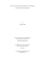 Essays on Development Economics and Consumer Demand: Evidence from Primary Data