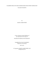 Examining Proactive Help-Seeking Behavior in First-Generation College Students