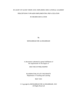 IN LIGHT OF SAUDI VISION 2030: EXPLORING EDUCATIONAL LEADERS' PERCEPTIONS TOWARDS IMPLEMENTING PRIVATIZATION IN HIGHER EDUCATION