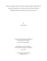 CRITICAL THINKING ABILITY IN THE AGE OF DIGITAL MEDIA: EMPLOYING AN UPDATED MEASUREMENT TO UNDERSTAND FITNESS AND NUTRITION INFORMATION PROCESS AMONG YOUNG ADULTS IN THE U.S.