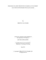 PRESCHOOL TEACHERS’ PERCEPTIONS OF PARENTAL INVOLVEMENT OF STUDENTS WITH DISABILITIES IN SAUDI ARABIA