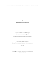 NATURAL MATERIALS BASED RESISTIVE SWITCHING MEMORY AND ARTIFICIAL SYNAPTIC DEVICE FOR RENEWABLE NEUROMORPHIC SYSTEMS