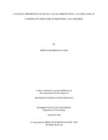 Cultural differences in social values orientation: A closer look at cooperative behavior in preschool-age children