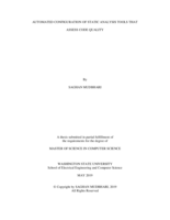 Automated configuration of static analysis tools that assess code quality