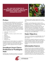 2021-2022 cost estimates of establishing, producing, and packing Sweetheart sweet cherries in Washington State