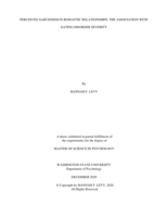 Perceived narcissism in romantic relationships: The association with eating disorder severity